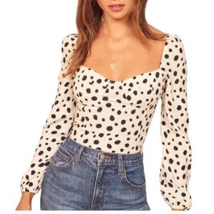 Reformation Reign Long Sleeve Bustier Front Top